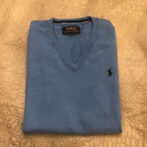 RL light blue boy sweater sz M 10/12
